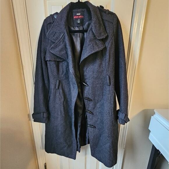 Rare Miss Sixty Wool Coat Women's S Military Grunge Toggle Button Belt Detail - Picture 3 of 14